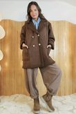 Aviator Oversized Shearling Jacket Chocolate /15=